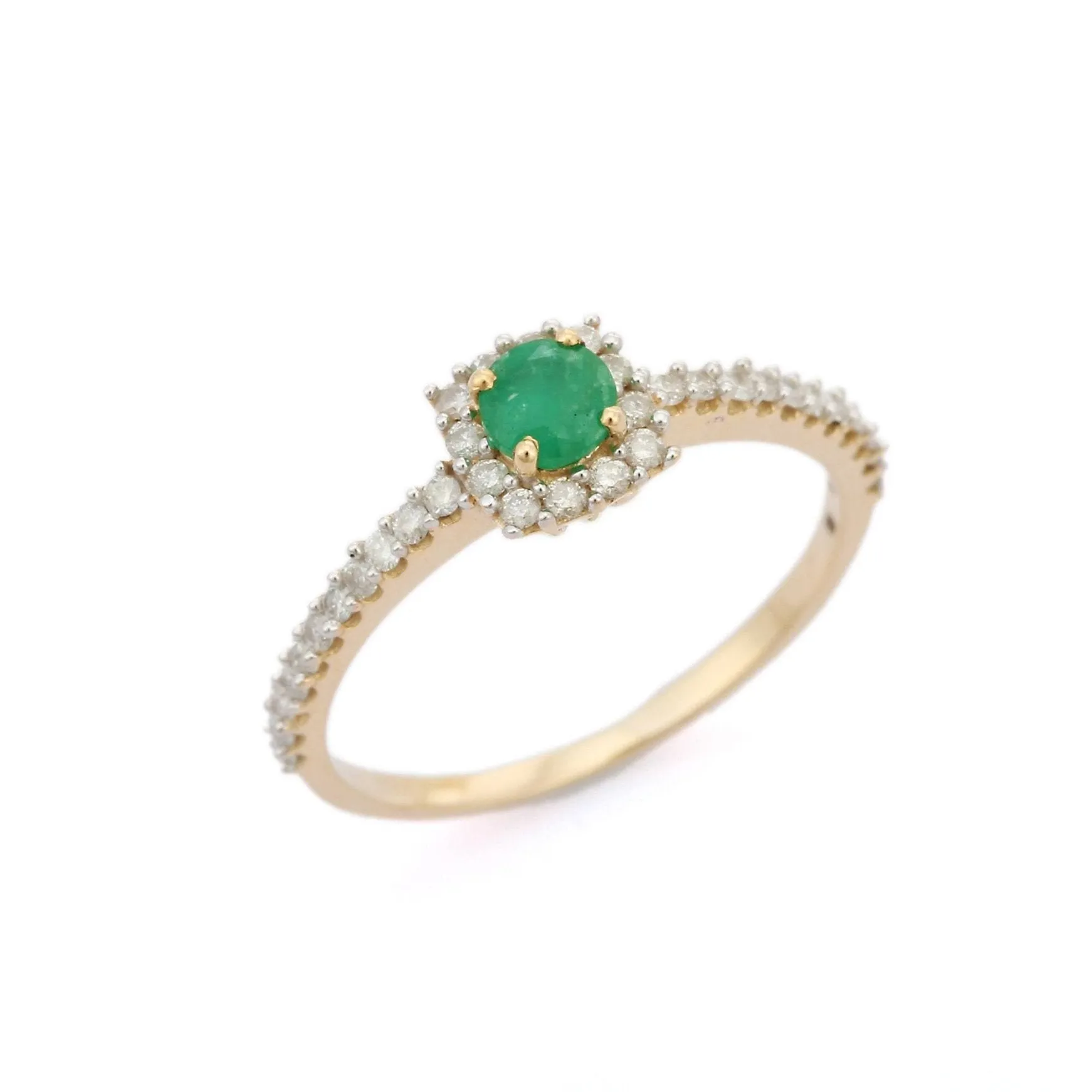 14K Gold Emerald Wedding Ring