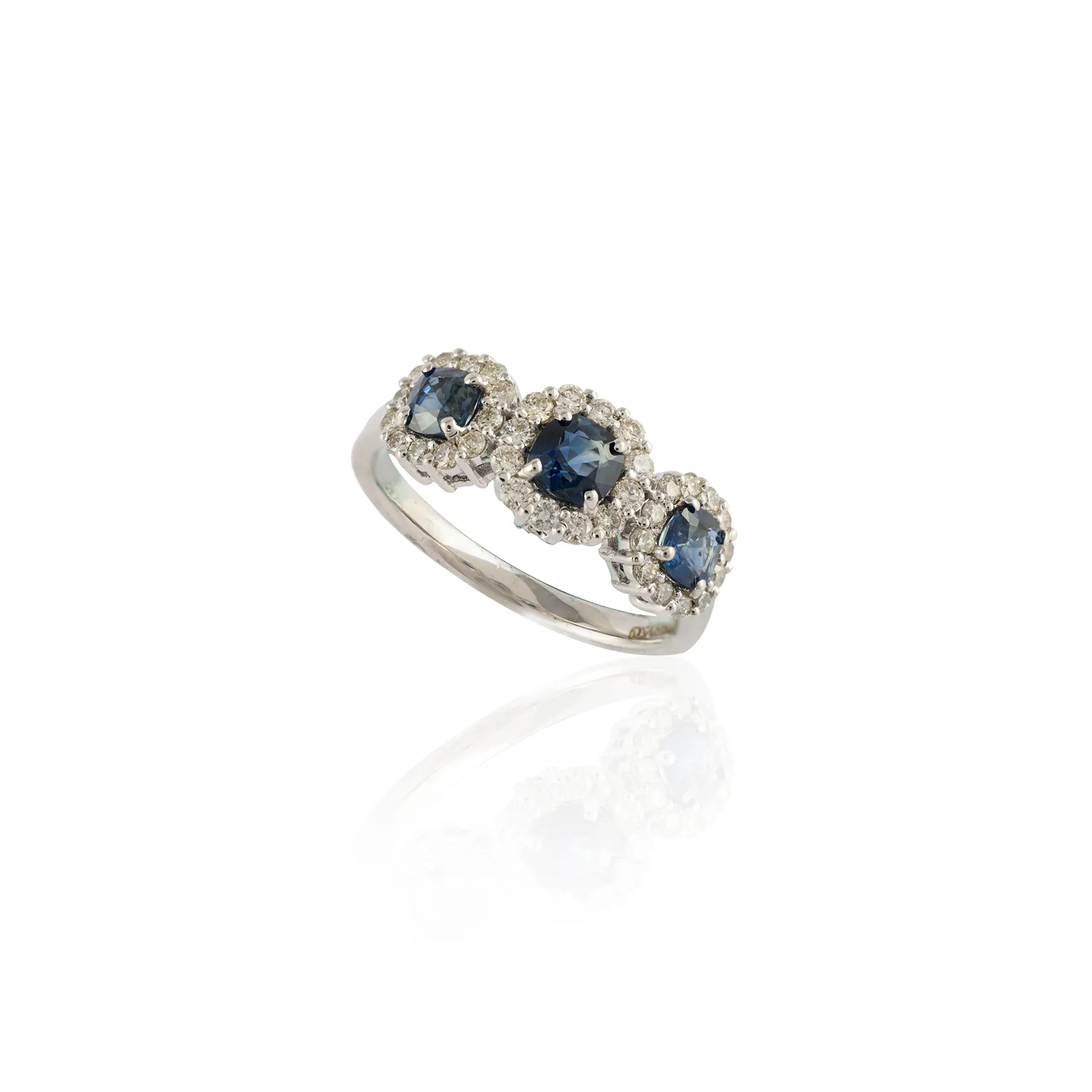 14K Gold Sapphire & Diamond Trinity Ring