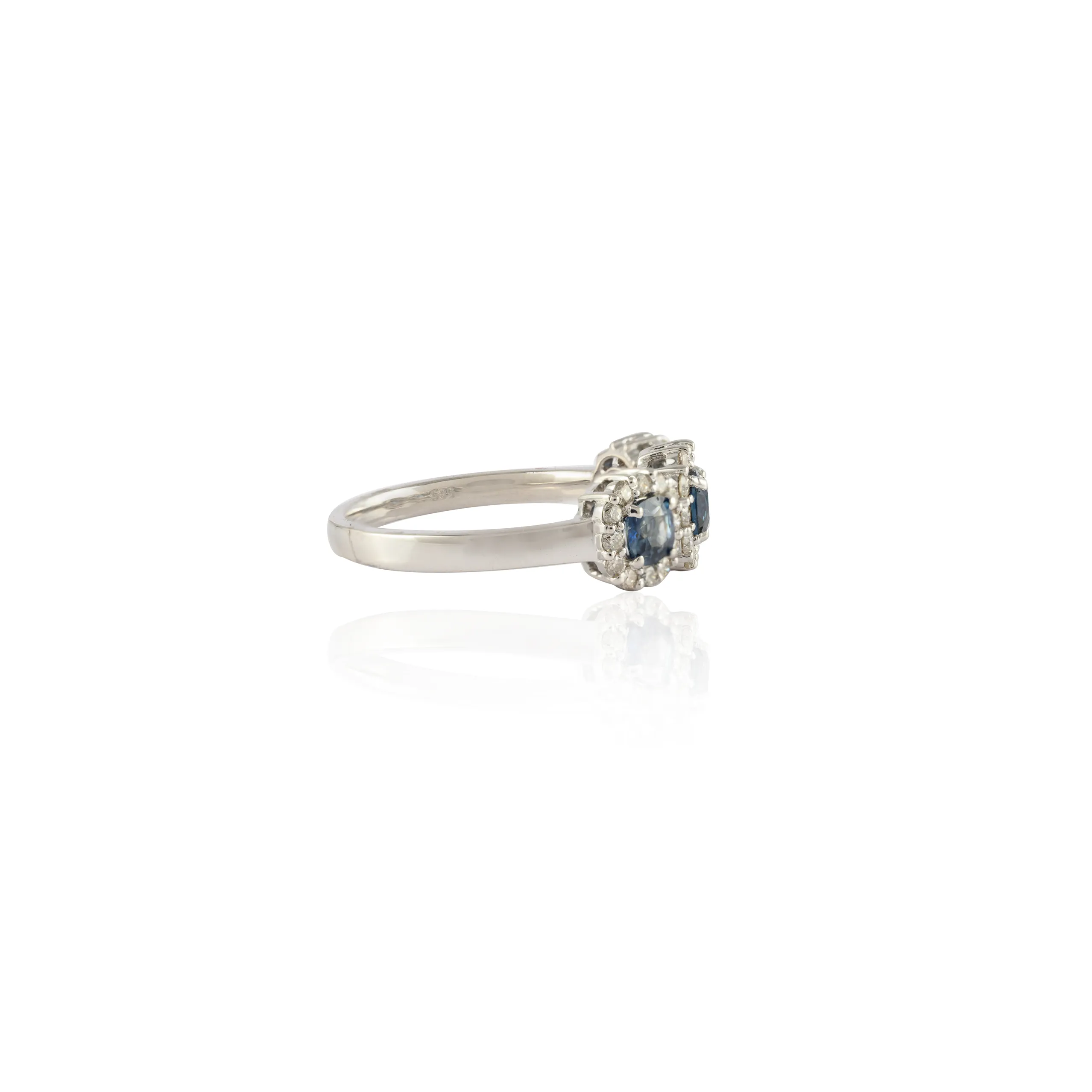 14K Gold Sapphire & Diamond Trinity Ring