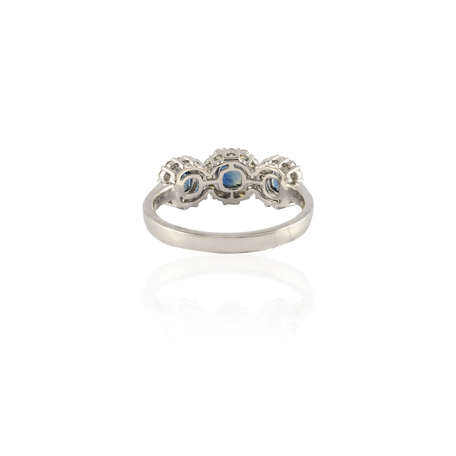 14K Gold Sapphire & Diamond Trinity Ring