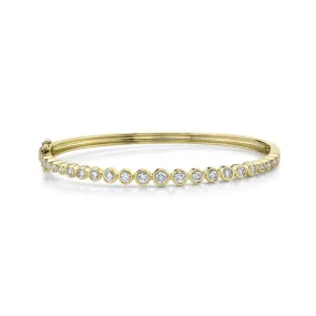 14K Yellow Gold 1.07 Carat Total Weight Diamond Bezel Bangle