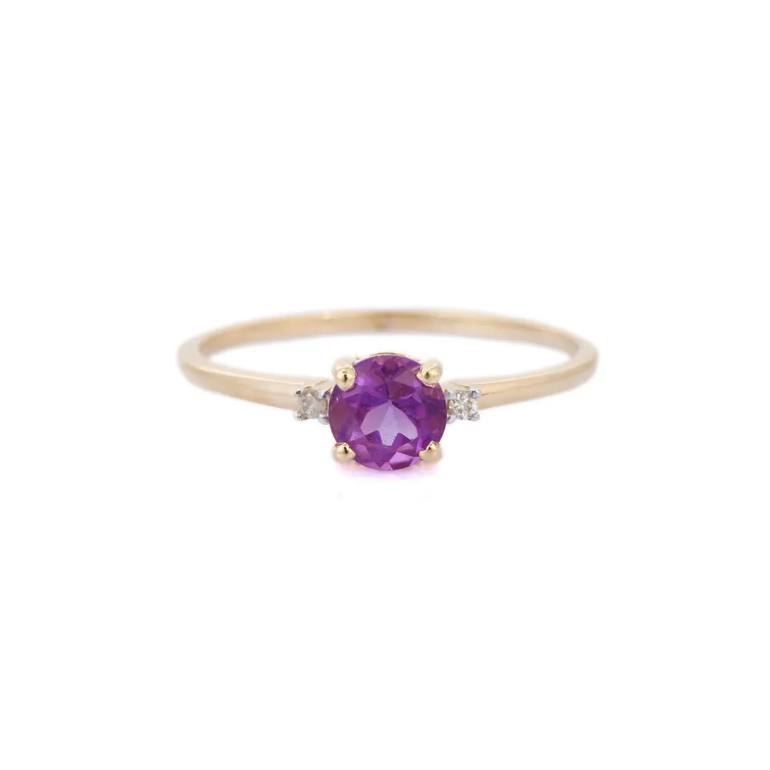 14K Yellow Gold Amethyst Ring