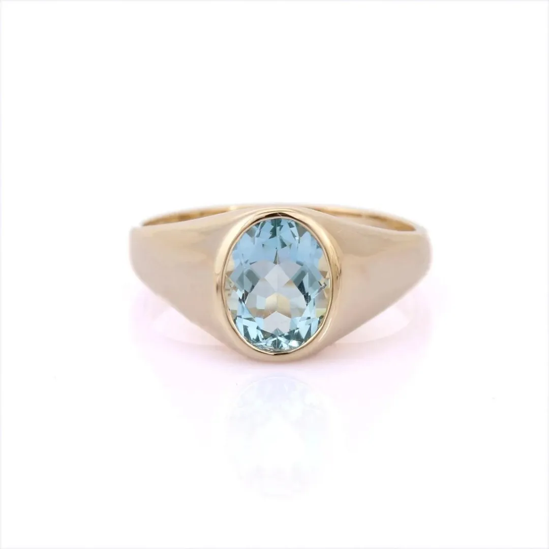 14K Yellow Gold Aquamarine Ring