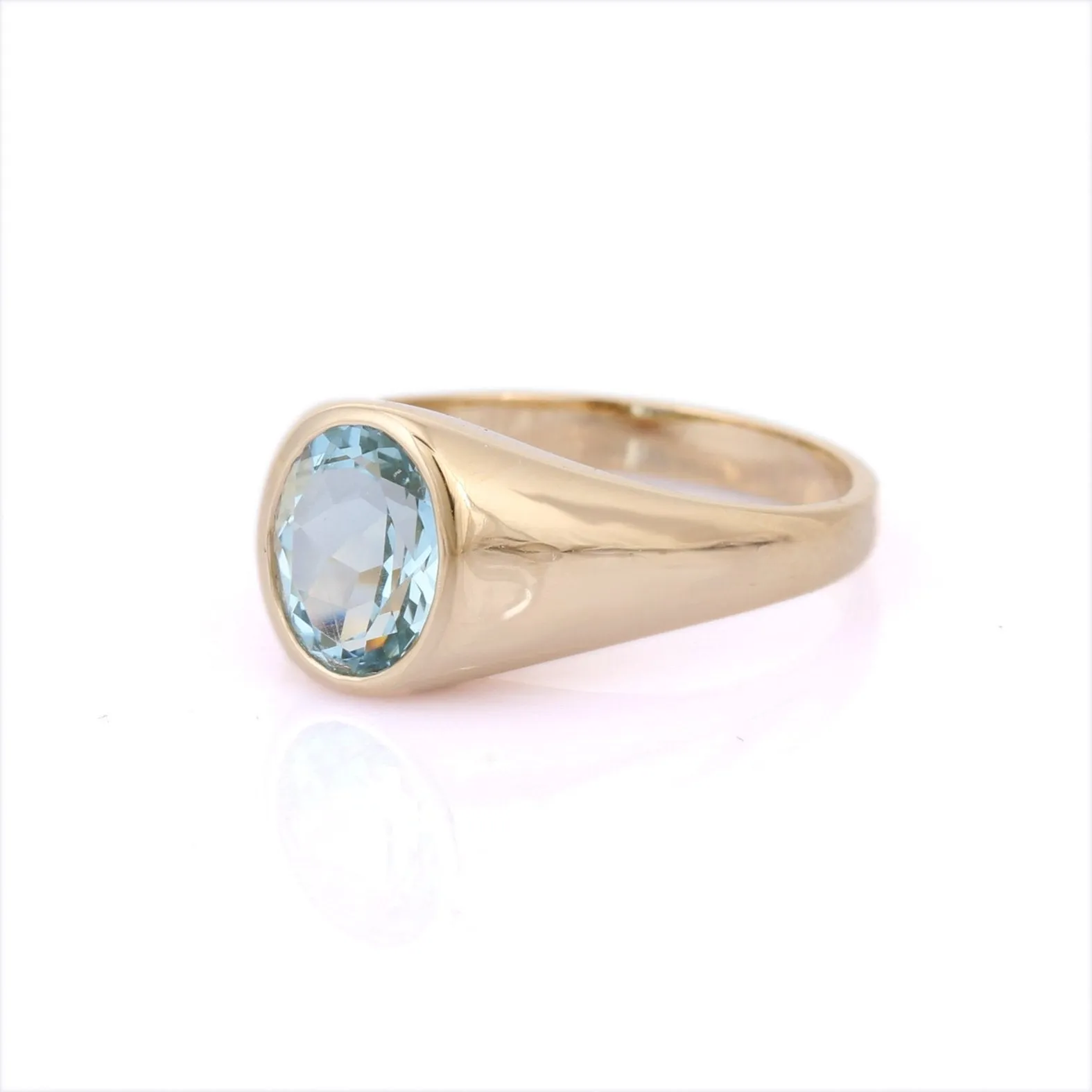 14K Yellow Gold Aquamarine Ring