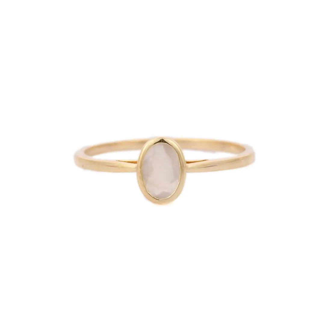 14K Yellow Gold Moonstone Ring