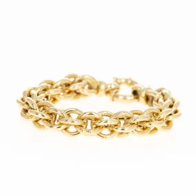 14K Yellow Gold Textured Link Bracelet