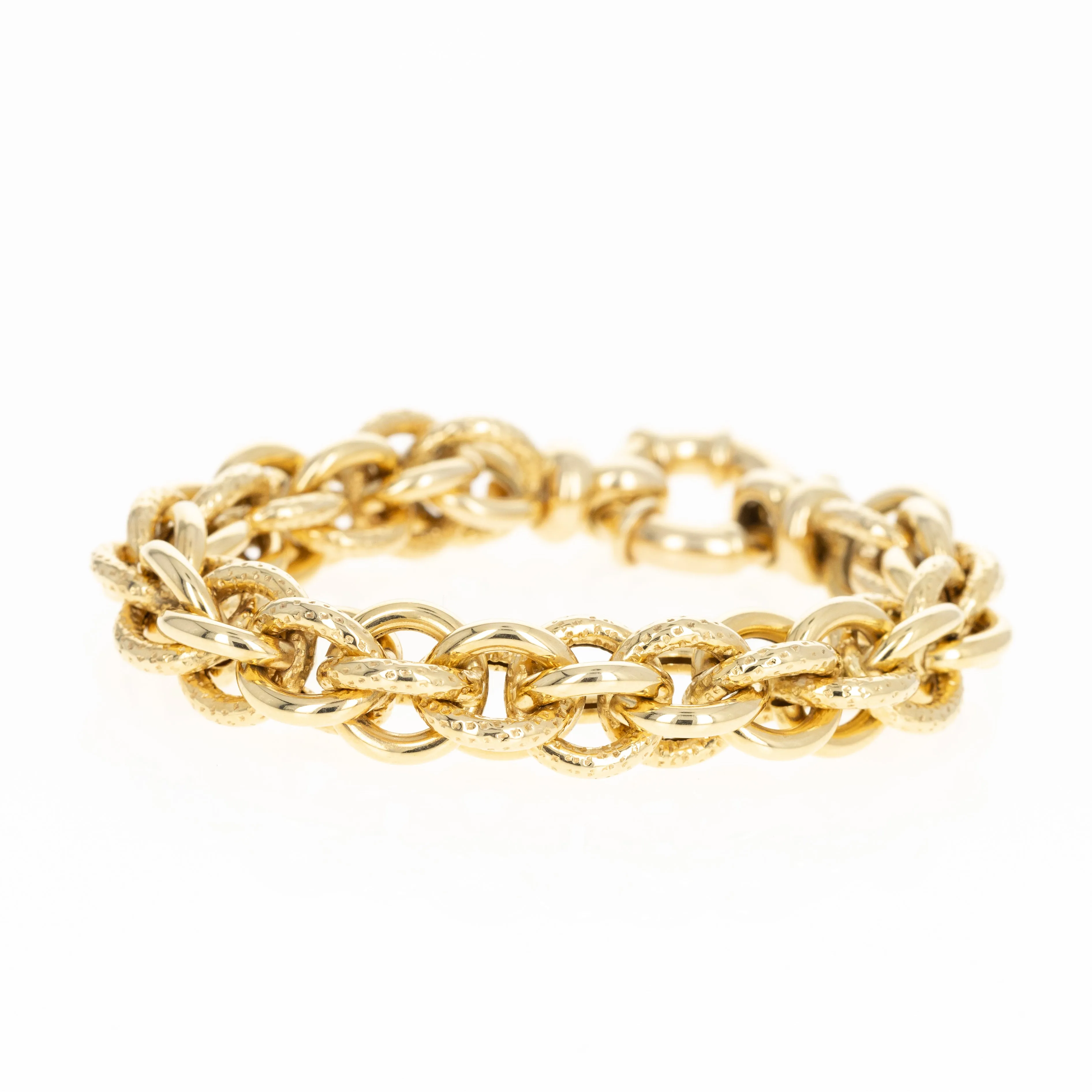 14K Yellow Gold Textured Link Bracelet