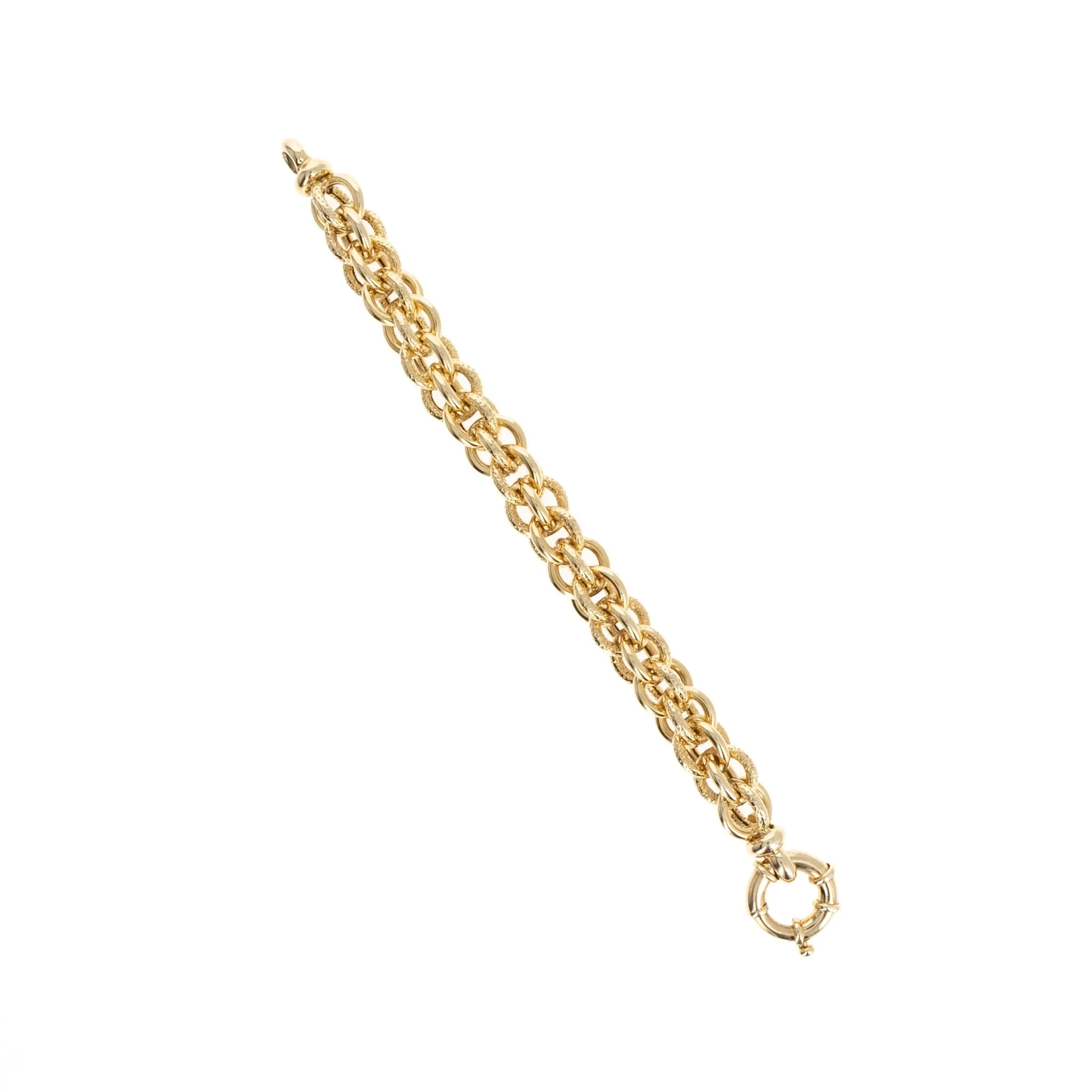 14K Yellow Gold Textured Link Bracelet