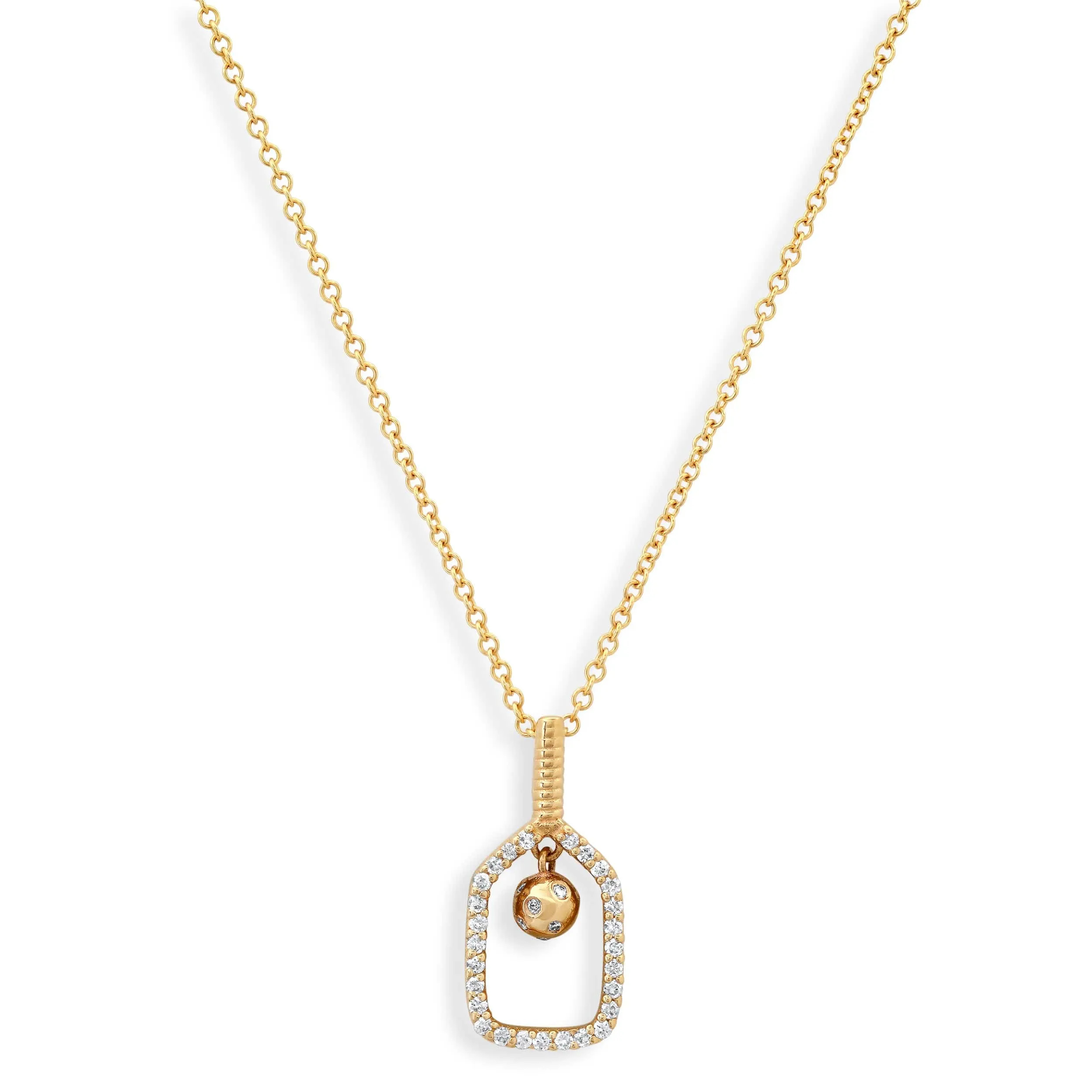 18K Gold and Diamond Pickleball Charm, Medium