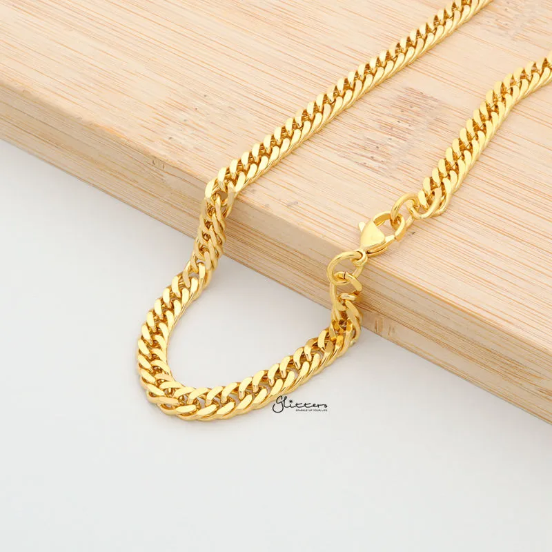 18K Gold Ion Plated Stainless Steel Chain Necklace - 5.5mm Width