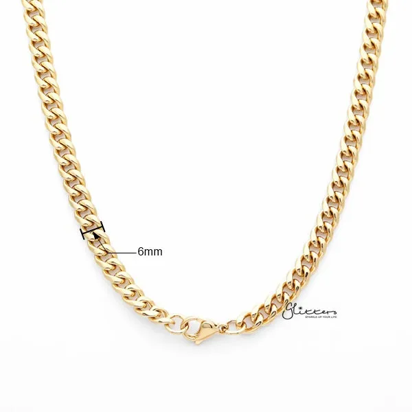 18K Gold I.P Stainless Steel Miami Cuban Curb Chain Men's Necklaces - 6mm width | 61cm length