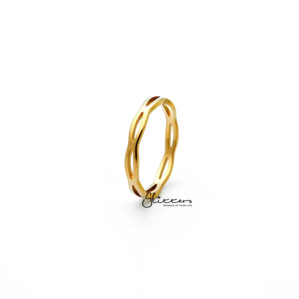 18K Gold Plated over Stainless Steel Overlapping Wavy Women's Rings