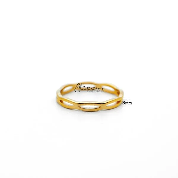 18K Gold Plated over Stainless Steel Overlapping Wavy Women's Rings