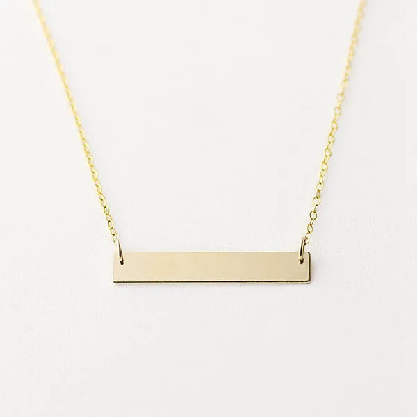 24K Gold Plated over Sterling Silver Horizontal Bar Necklace-Medium