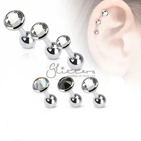 316L Surgical Steel Flat Top Disc Gem Cartilage Barbell