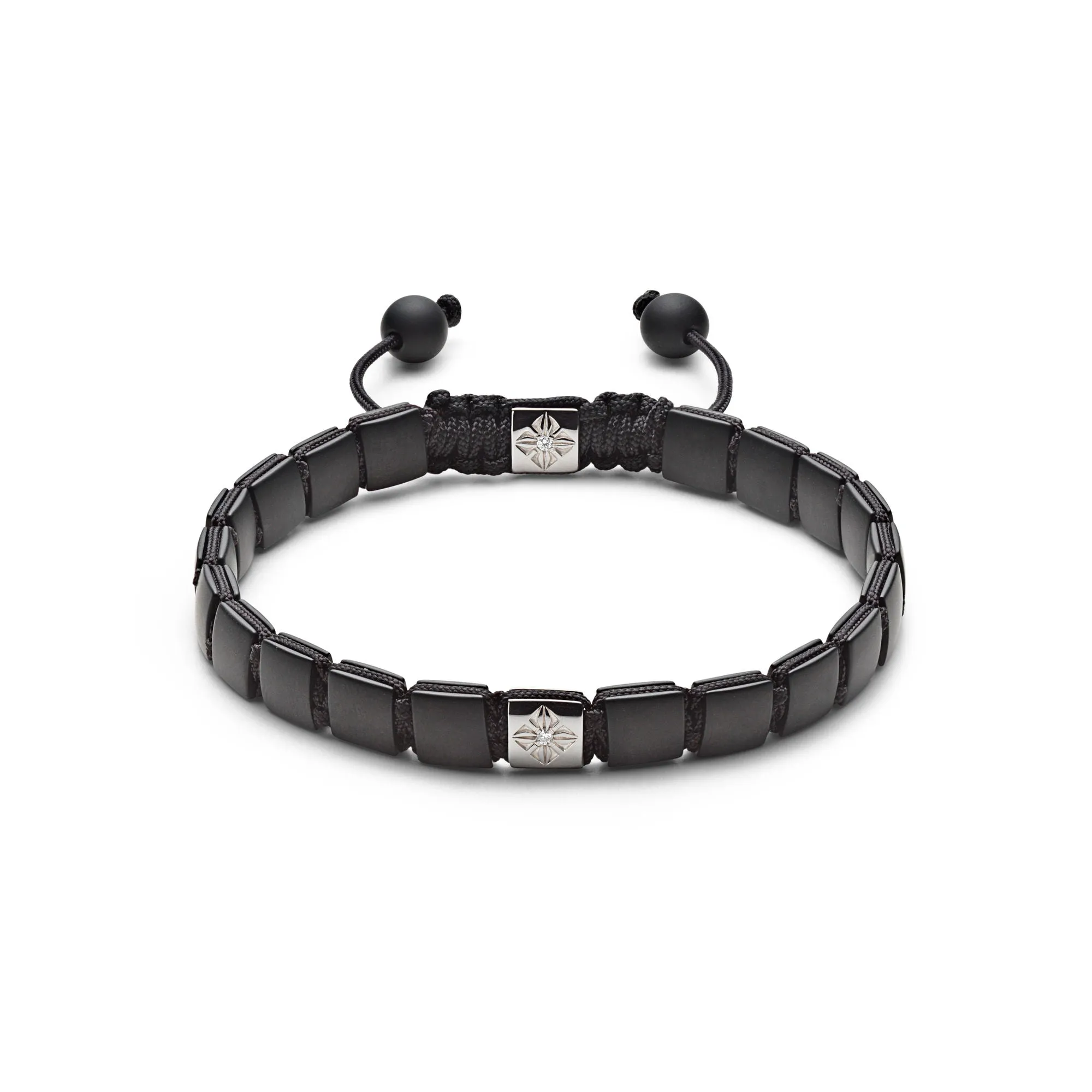 6 mm Black Lock 18K Whitegold Bracelet w. Diamond