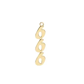 666 Angel Number Charm | 10k Yellow Gold