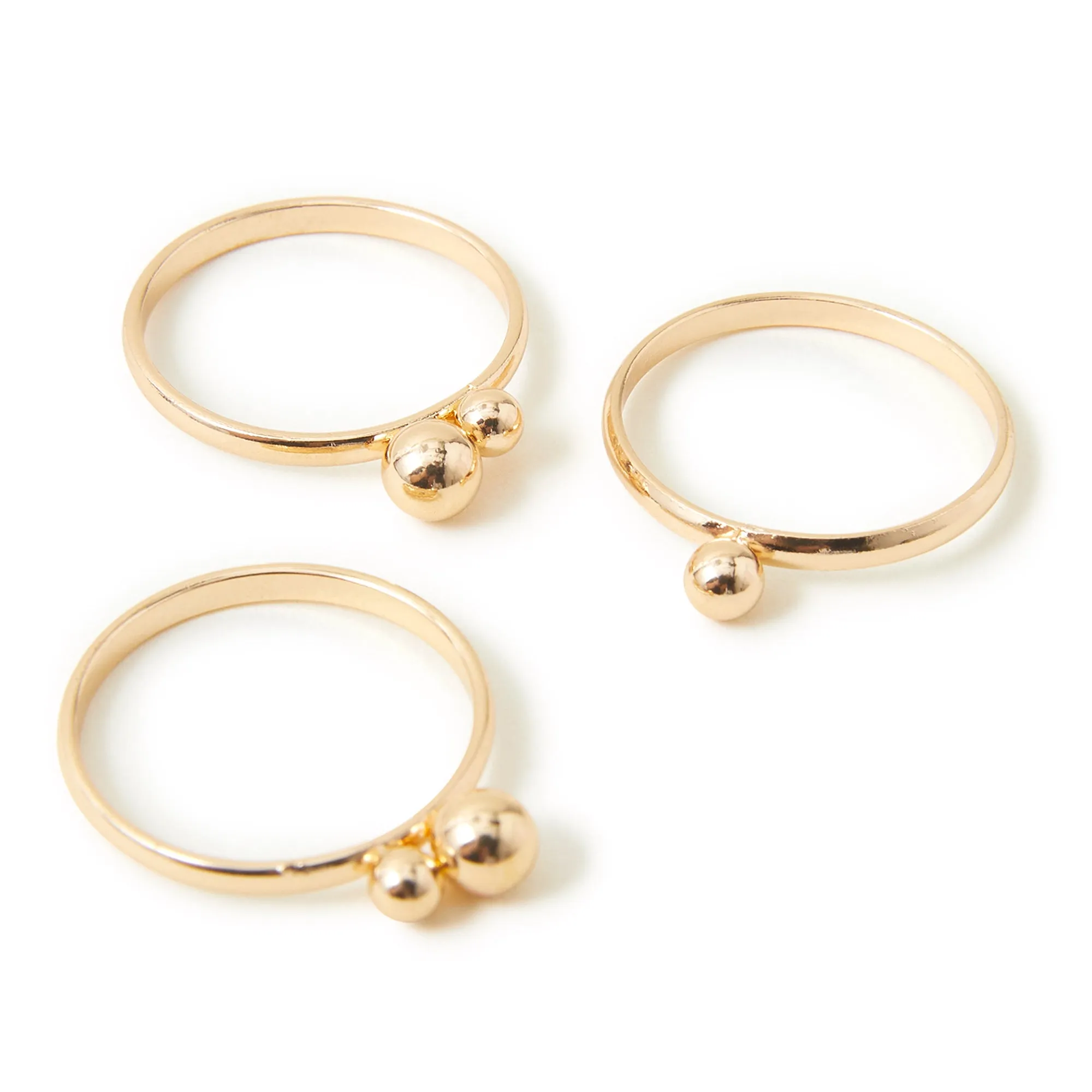 Accessorize London Women's Beaded Rings Set Of Three Gold-Small