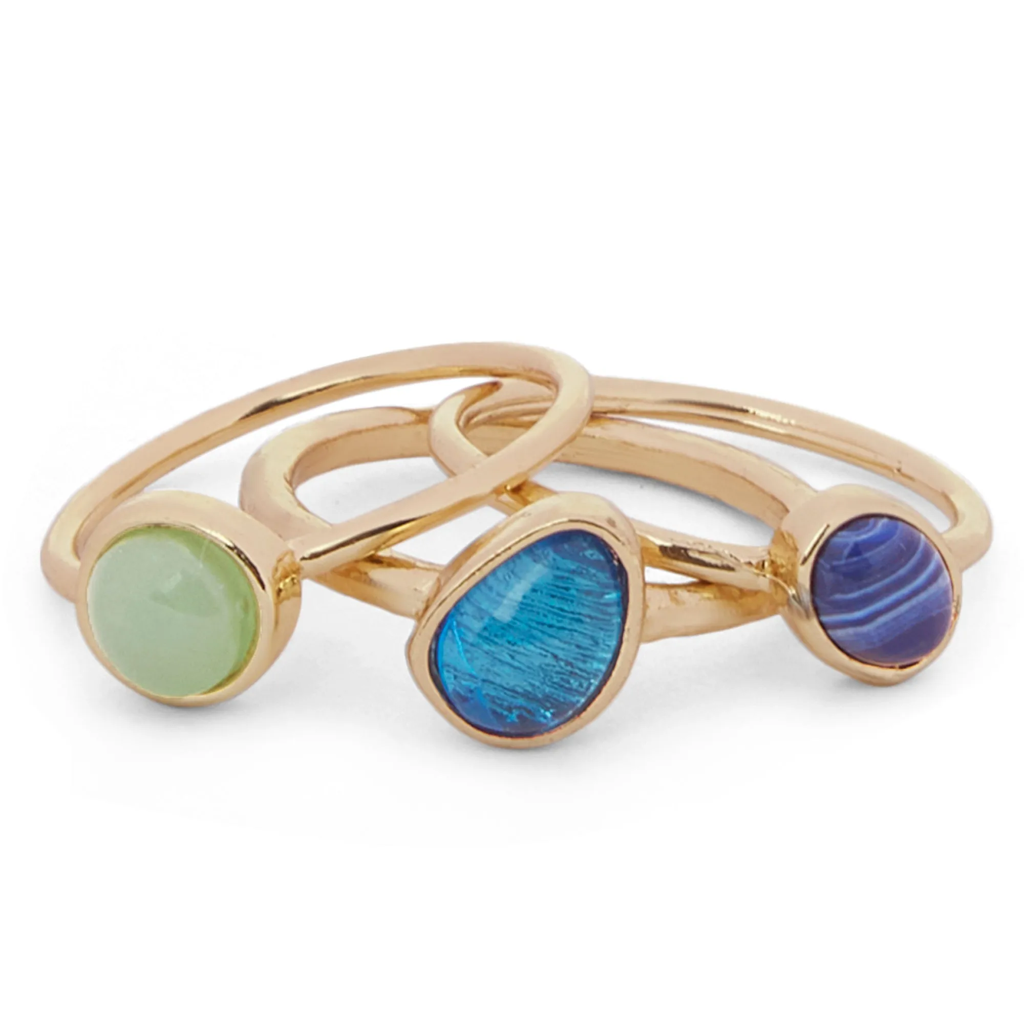 Accessorize London Women's  Gem Stone Rings Set Of Three-Medium