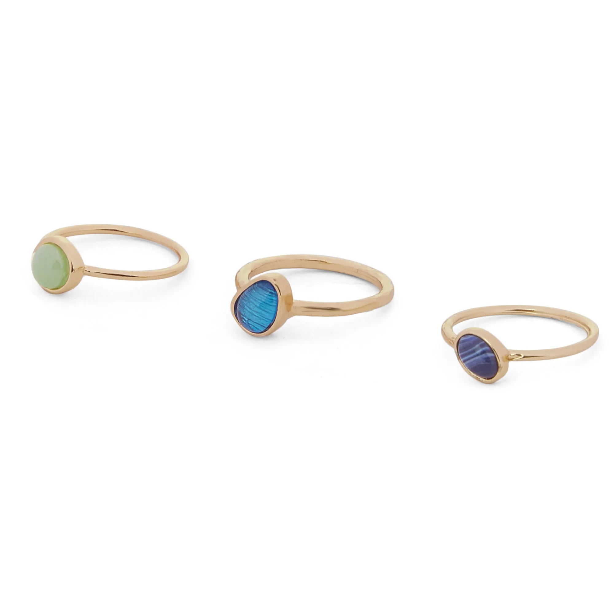 Accessorize London Women's  Gem Stone Rings Set Of Three-Medium