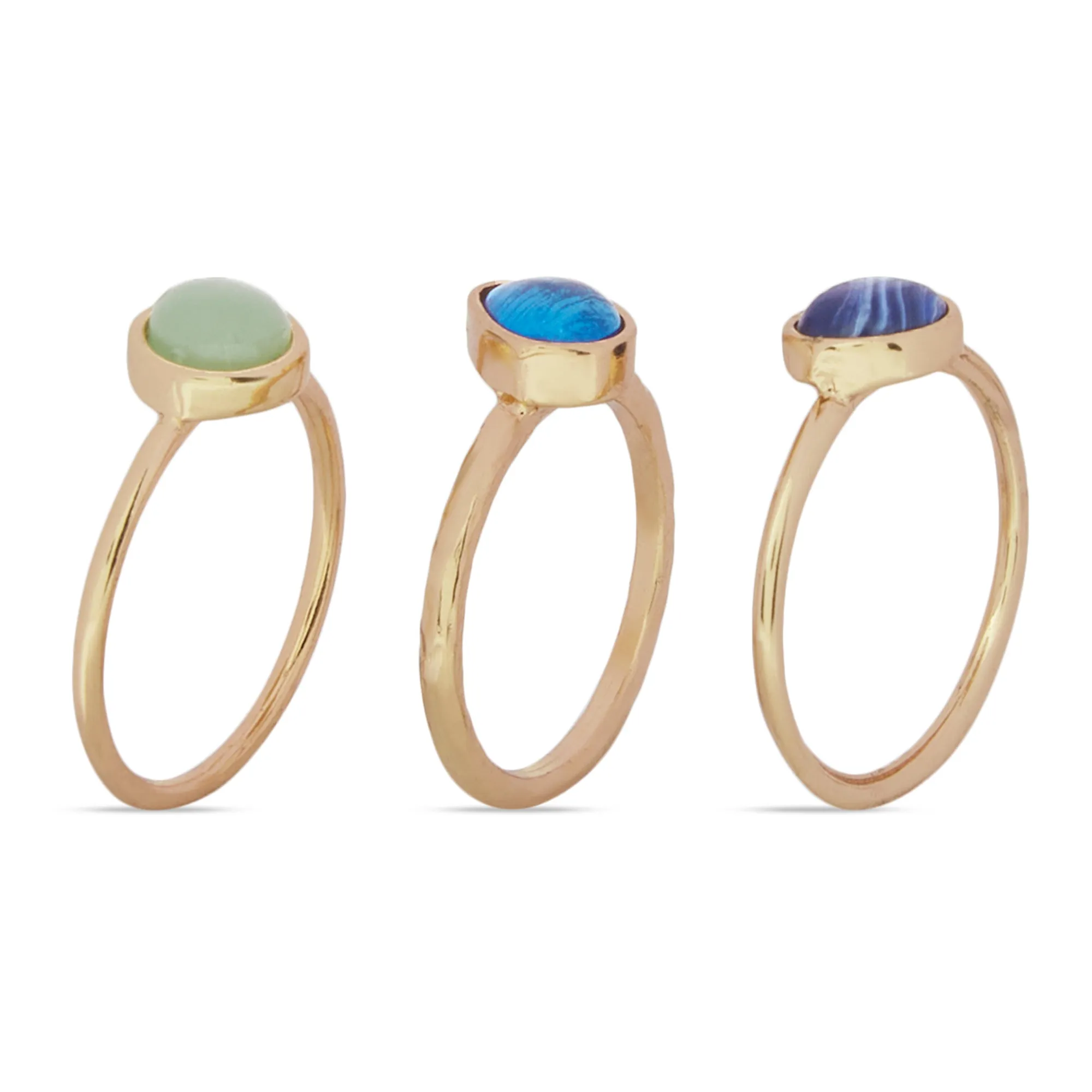 Accessorize London Women's Gem Stone Rings Set Of Three-Small