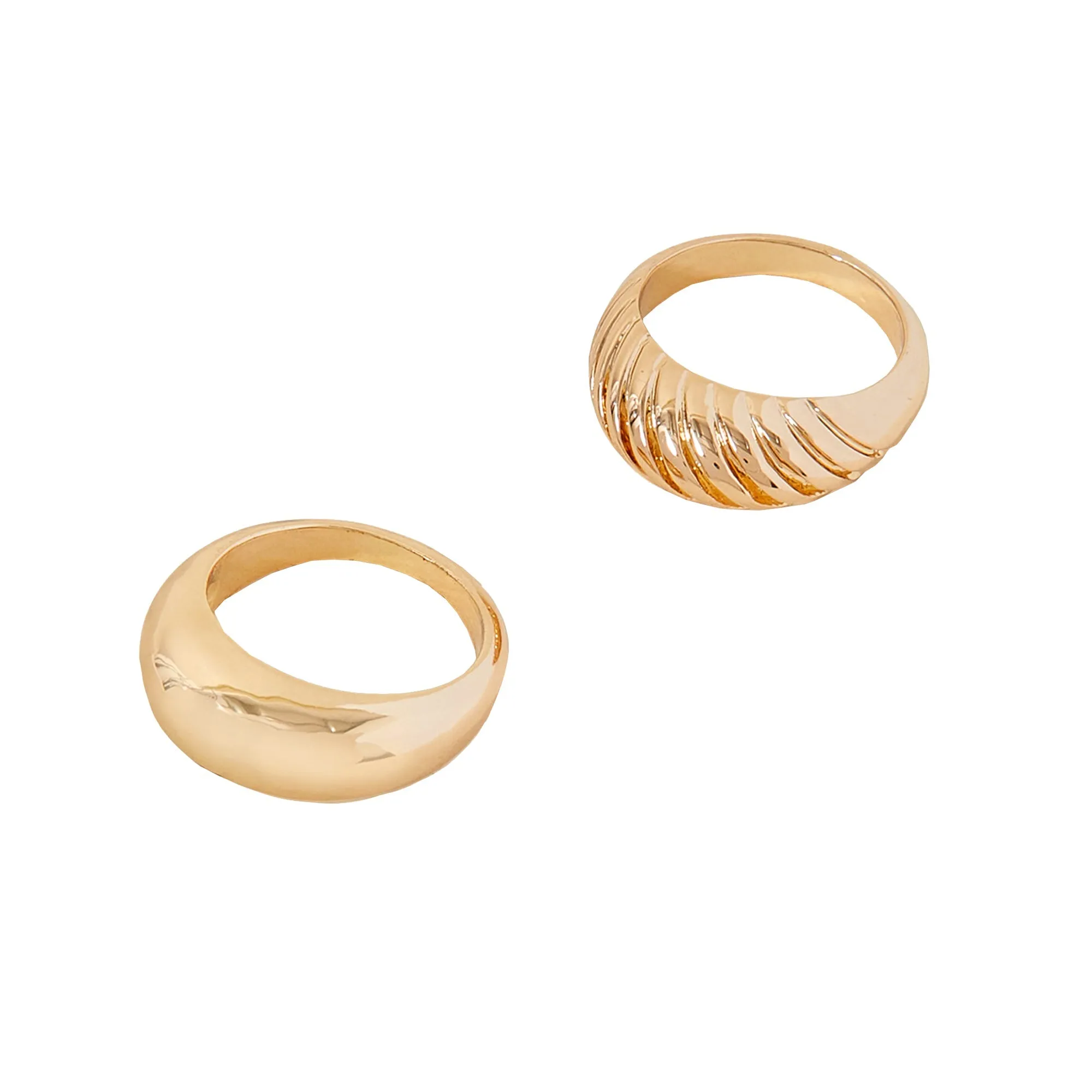 Accessorize London Women's  Gold Chunky Croissant Rings Set Of Two-Small