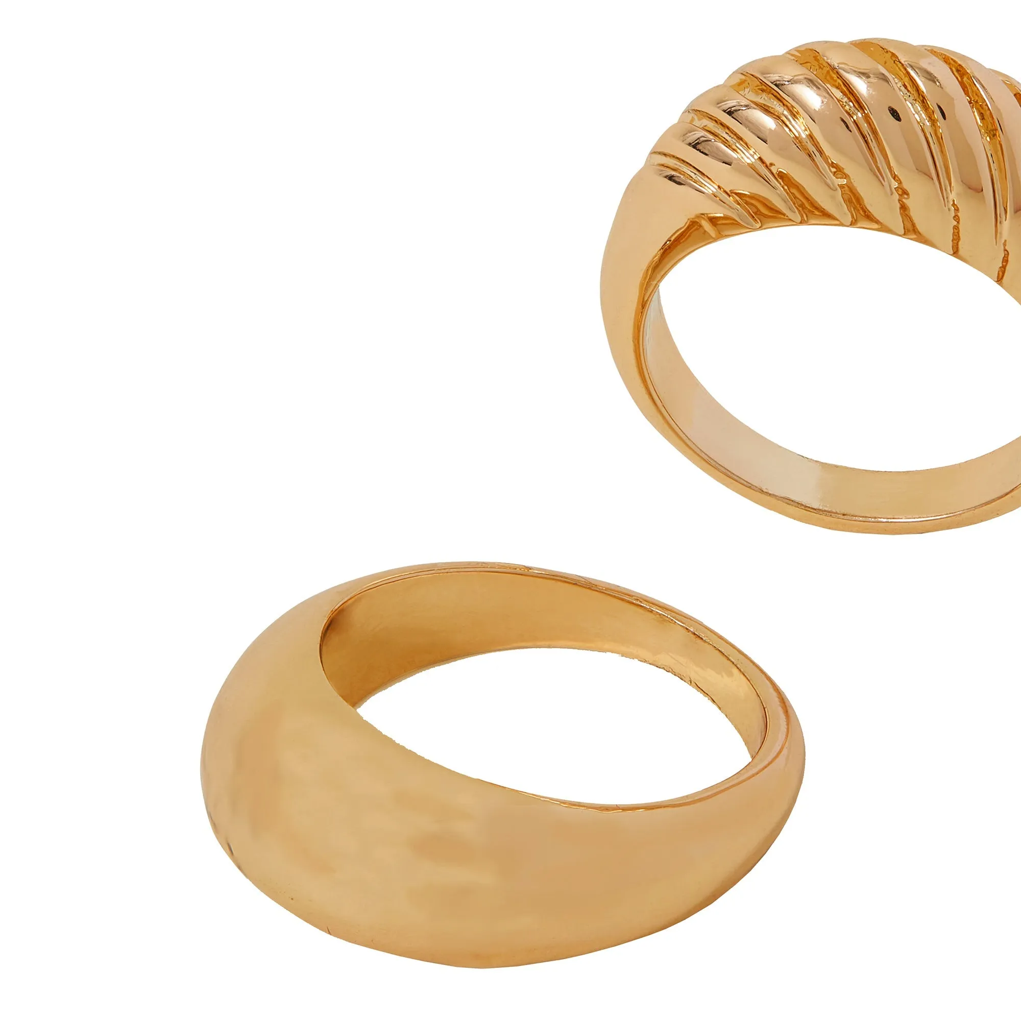 Accessorize London Women's  Gold Chunky Croissant Rings Set Of Two-Small