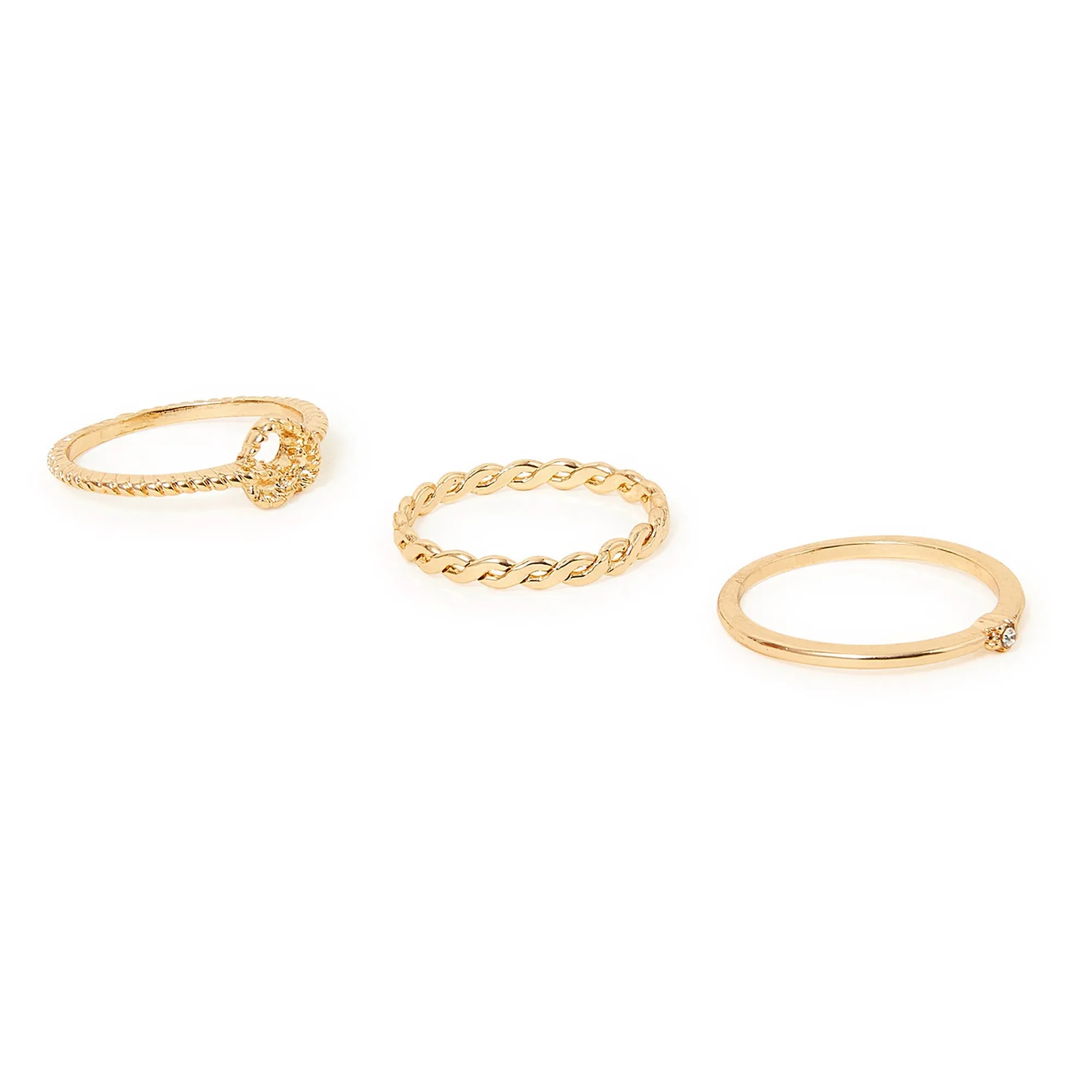 Accessorize London Women's Gold Heart Knot Rings Set Of Three-Small