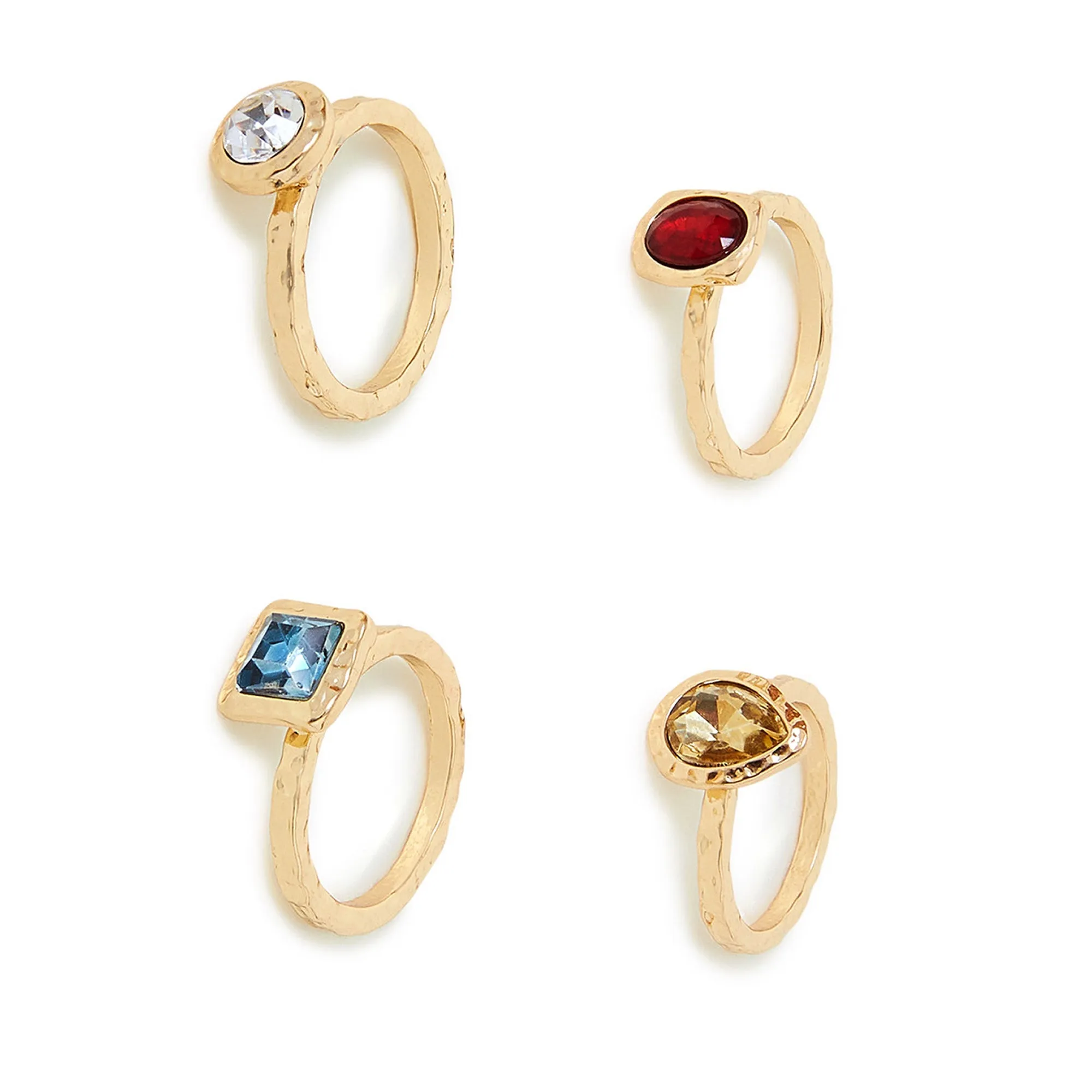 Accessorize London Women's Mixed Gem Rings 4 Pack Multi-Large