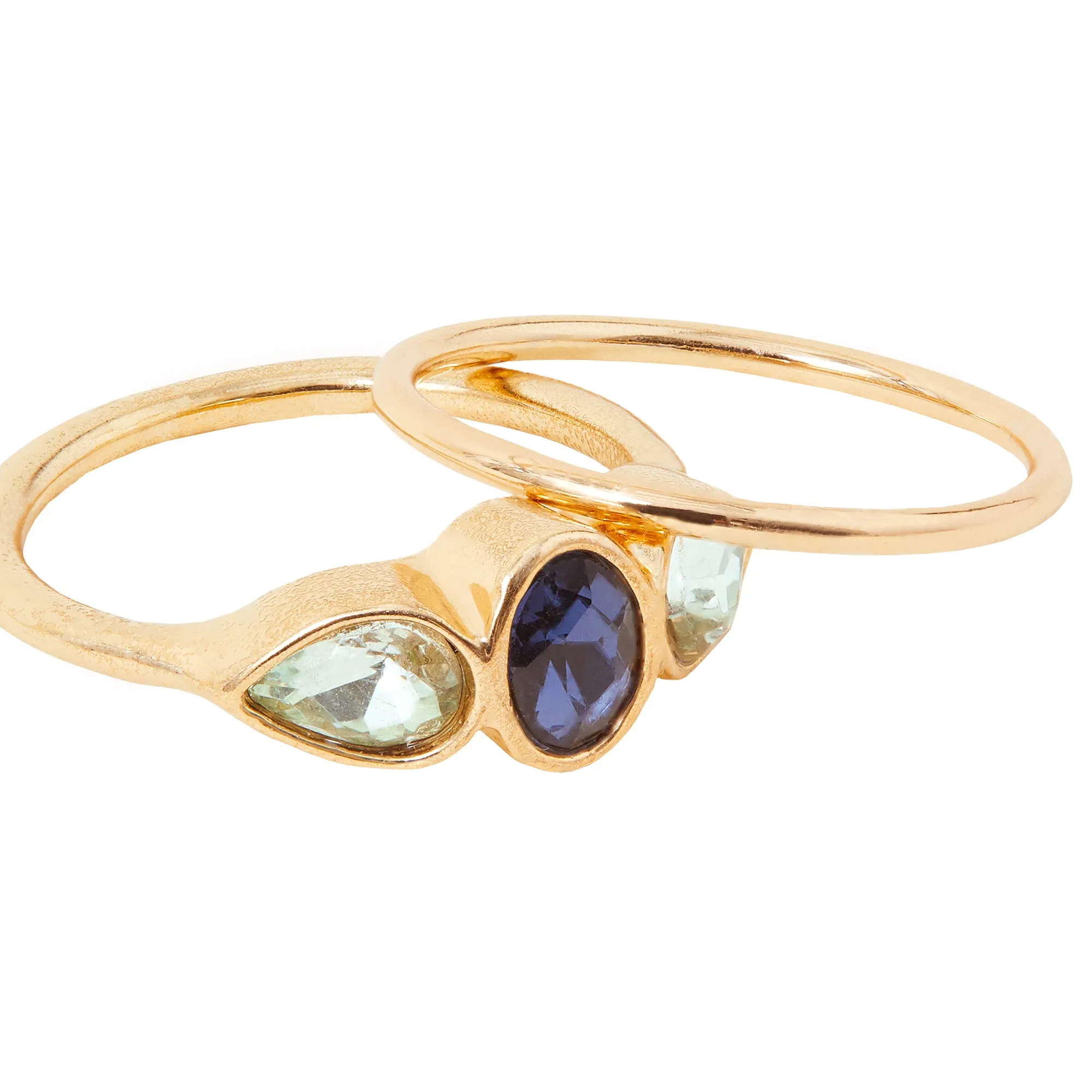 Accessorize London Women's Oval Gem Blue Stacking Rings Set Of Two-Medium