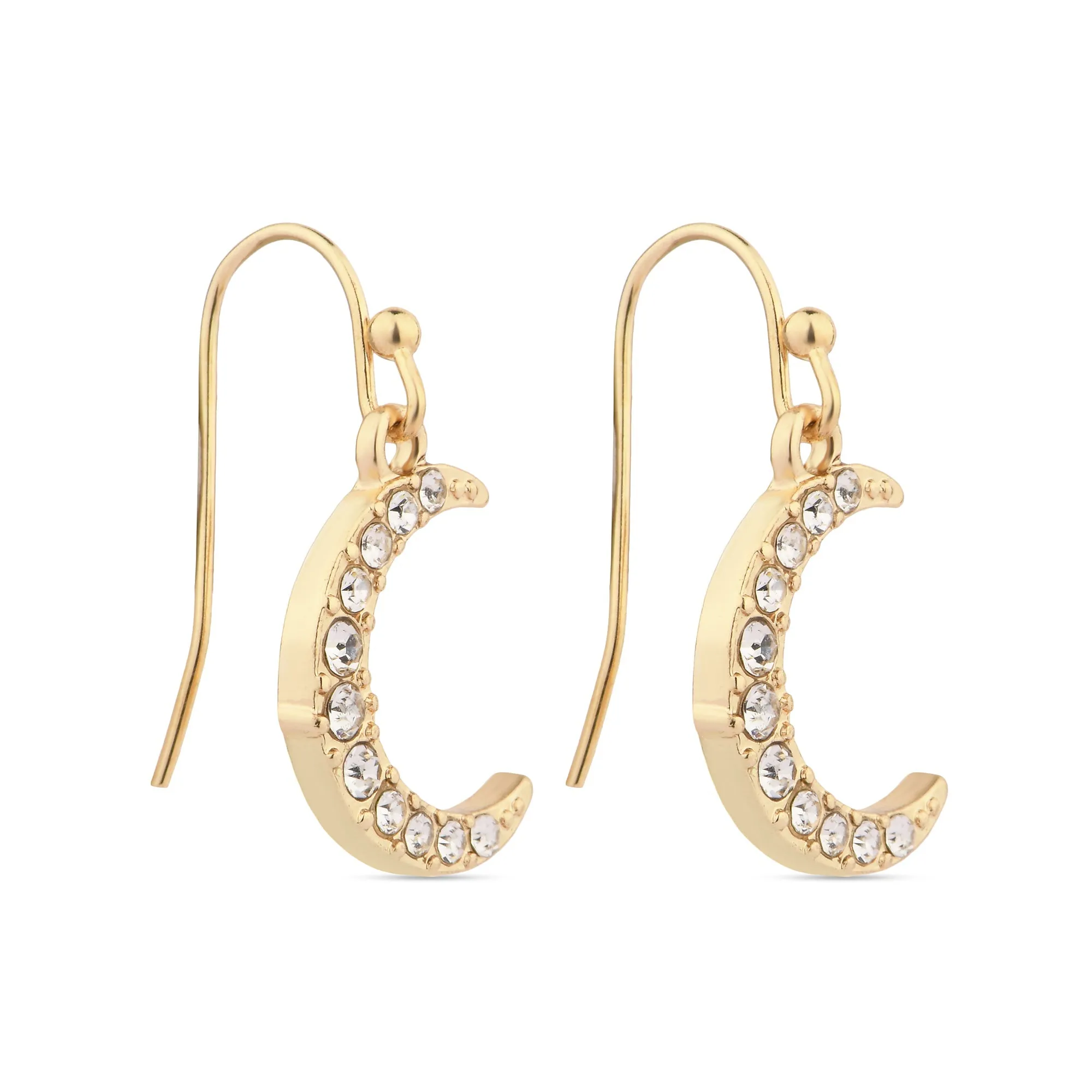 Accessorize London Women's Sparkle Moon Short Drop Earrings