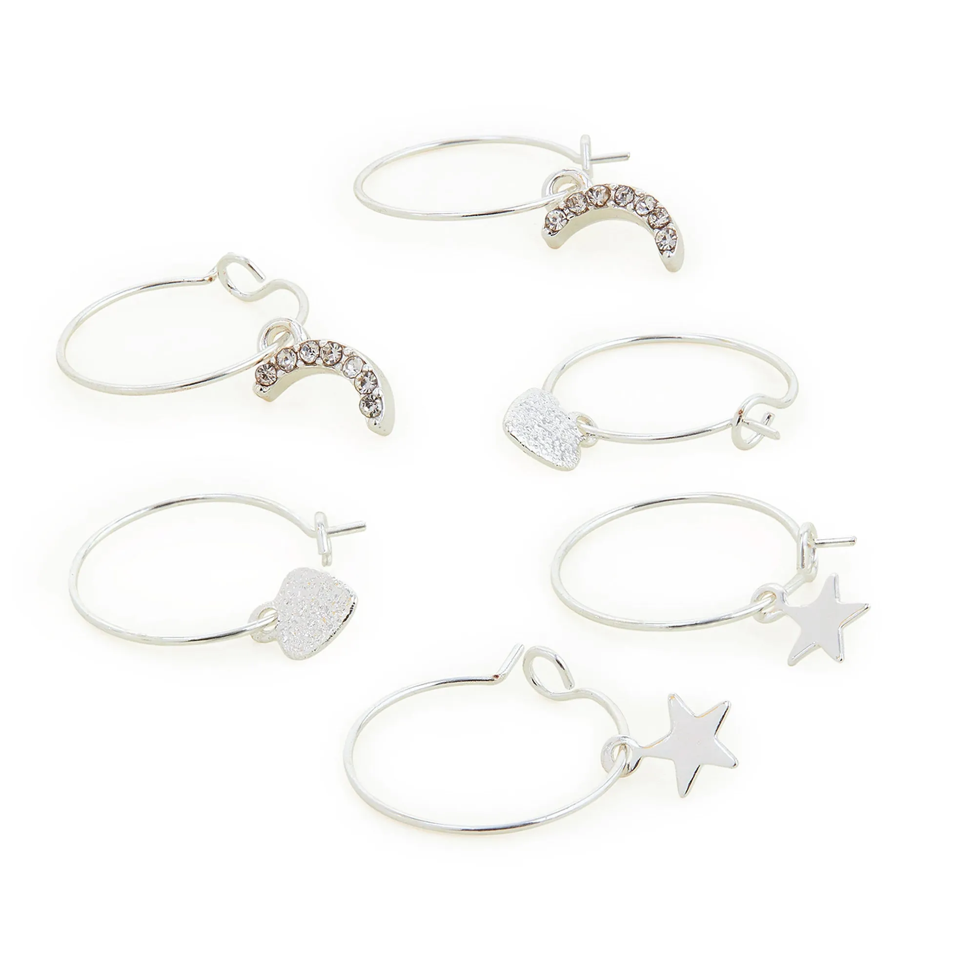 Accessorize London Women's Star And Moon Hoop Earring Set Of Three