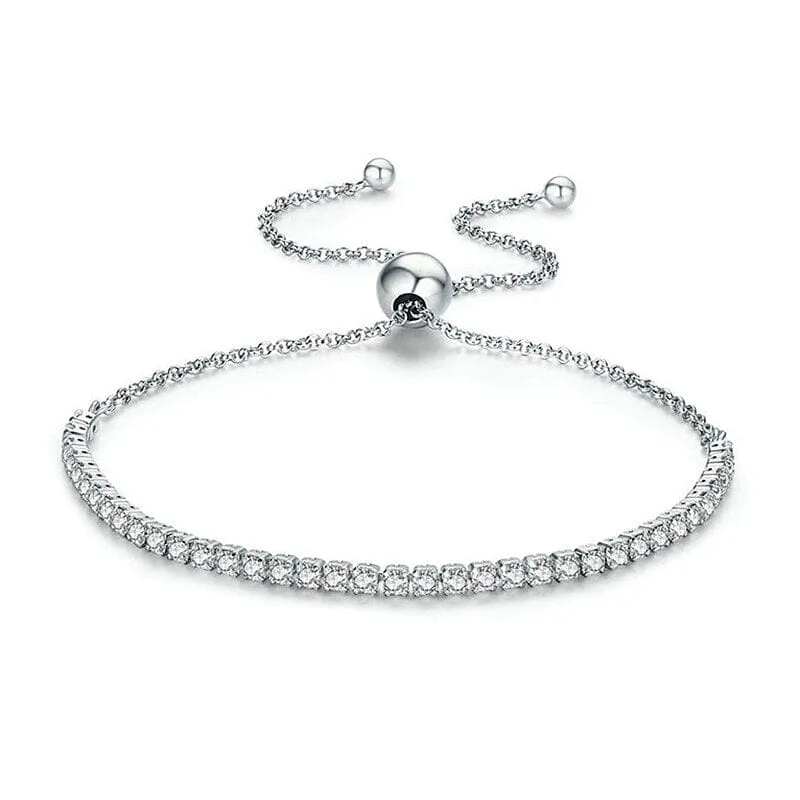 Adjustable Lab Diamond Bracelet - 925 Sterling Silver