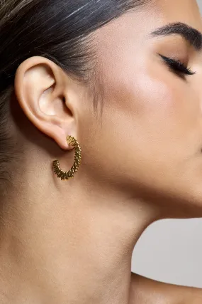 Aileen | Gold Textured Hoop Earrings