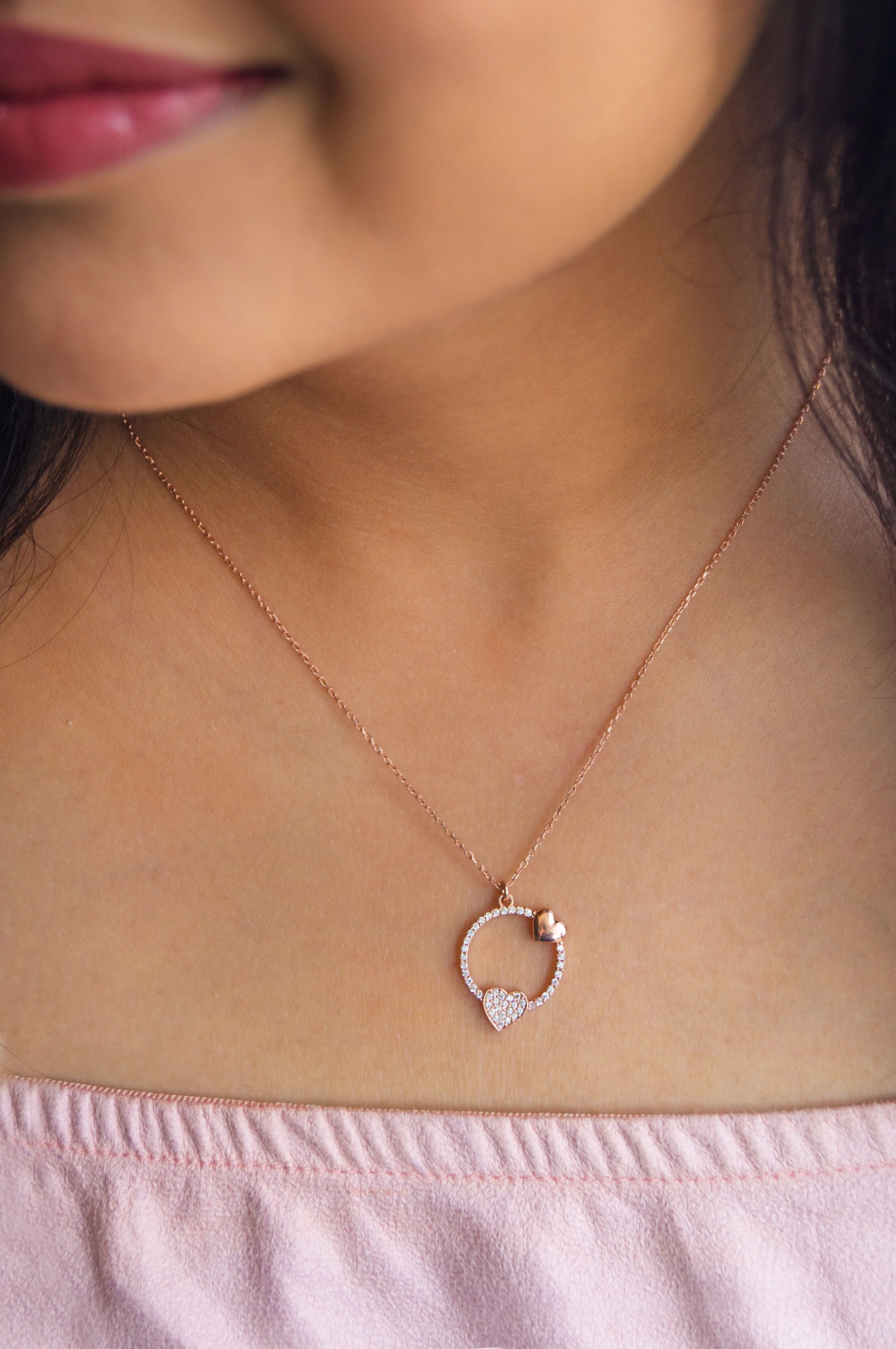 Along Your Heart Rose Gold Plated Sterling Silver Chain Necklace