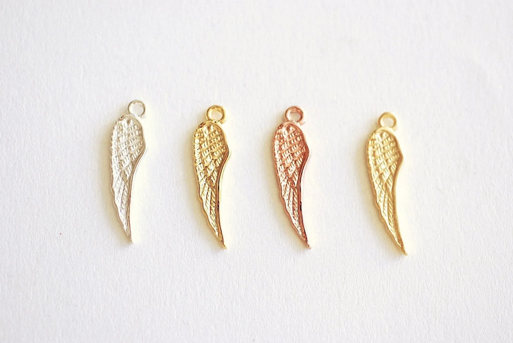 Angel Wing Charm- 22k Gold plated 925 Sterling Silver, Silver Wing Charm, Rose Gold, Gold Wing charm, Bird Wing Charm, Double Wing Charm,397