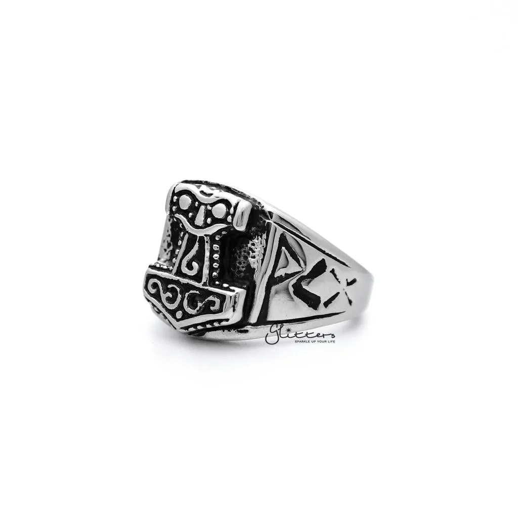 Antiqued Stainless Steel Thor Casting Men's Rings