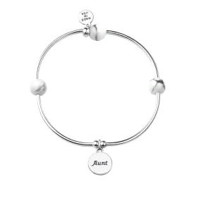 Aunt | Soft Bangle Charm Bracelet | Howlite