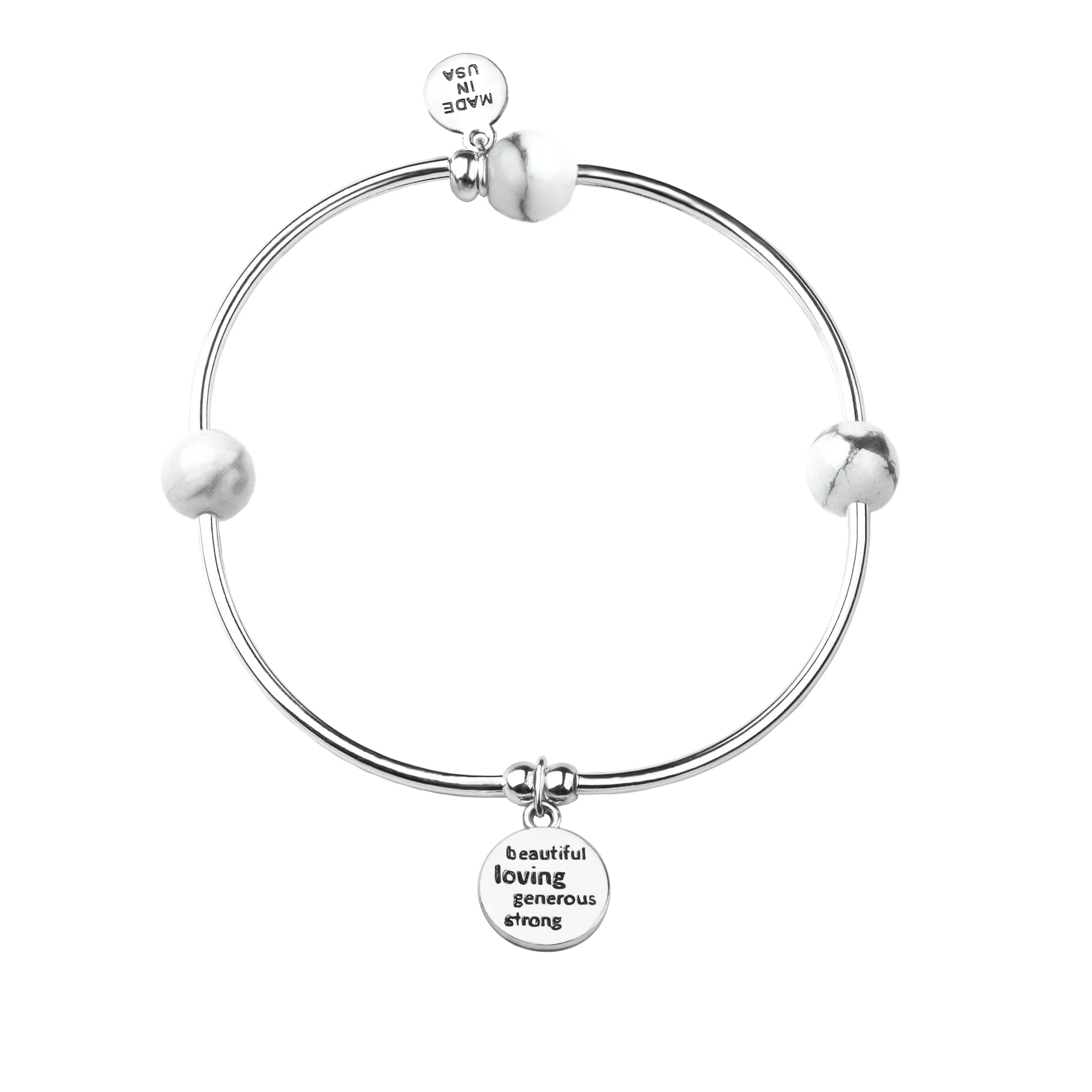 Aunt | Soft Bangle Charm Bracelet | Howlite