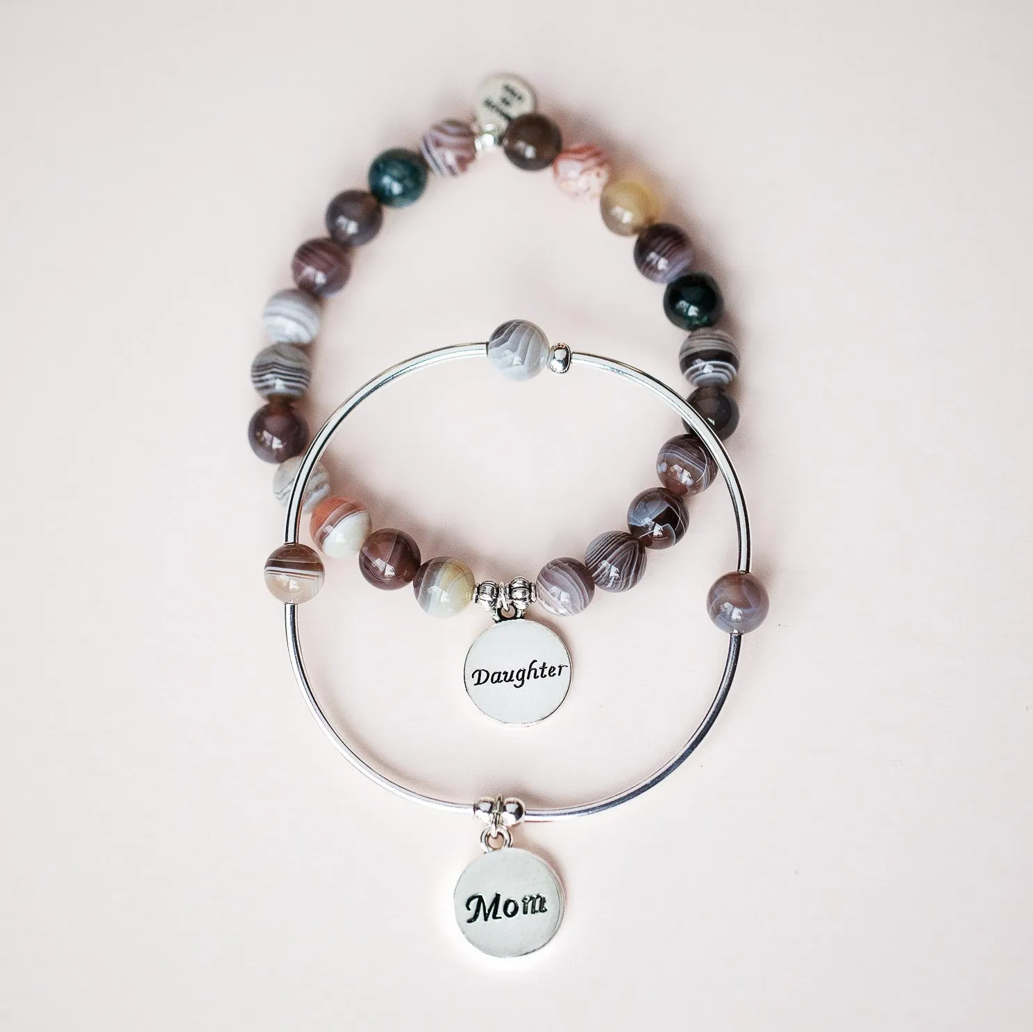 Aunt | Soft Bangle Charm Bracelet | Howlite