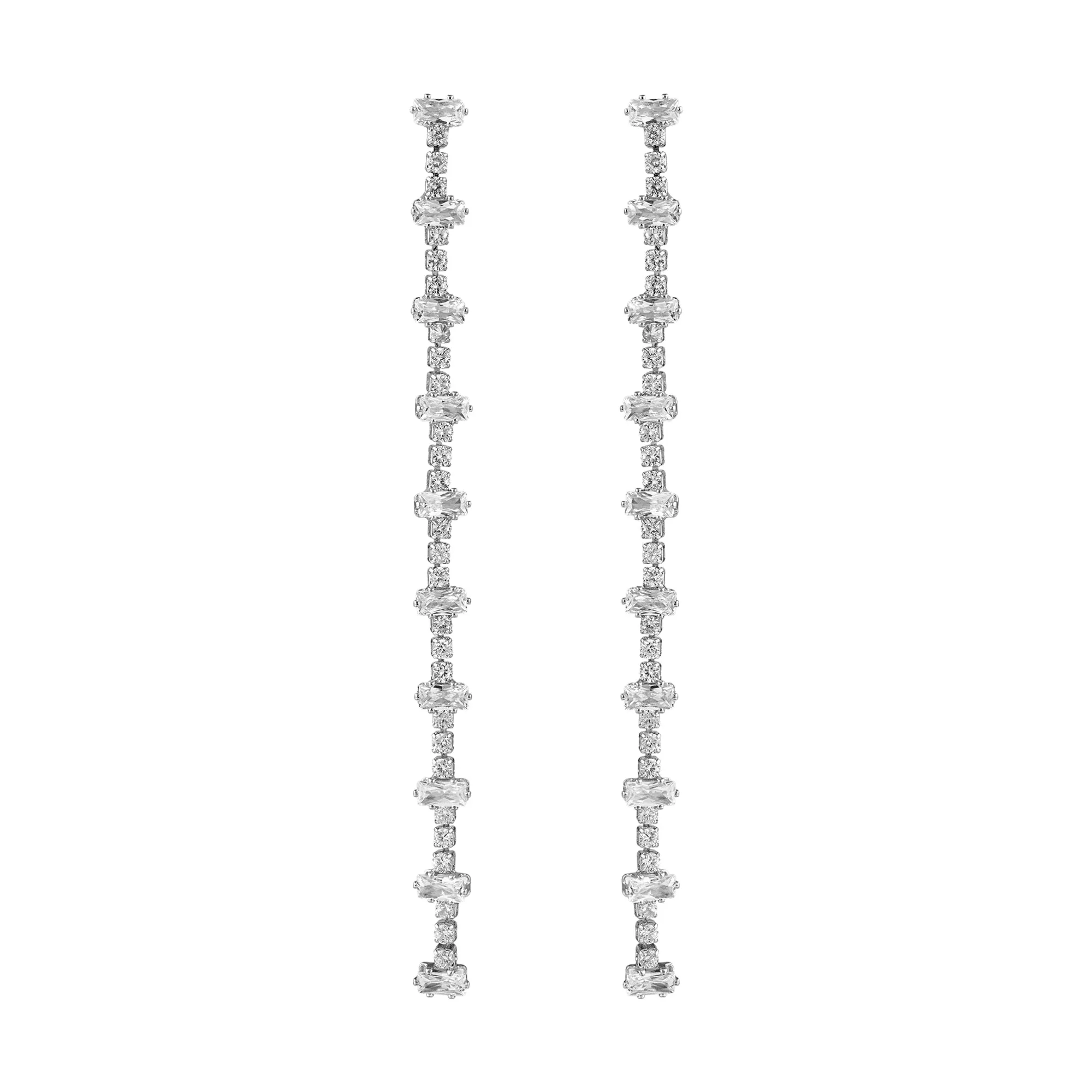 Baguette & Cupchain Long Drop Earrings