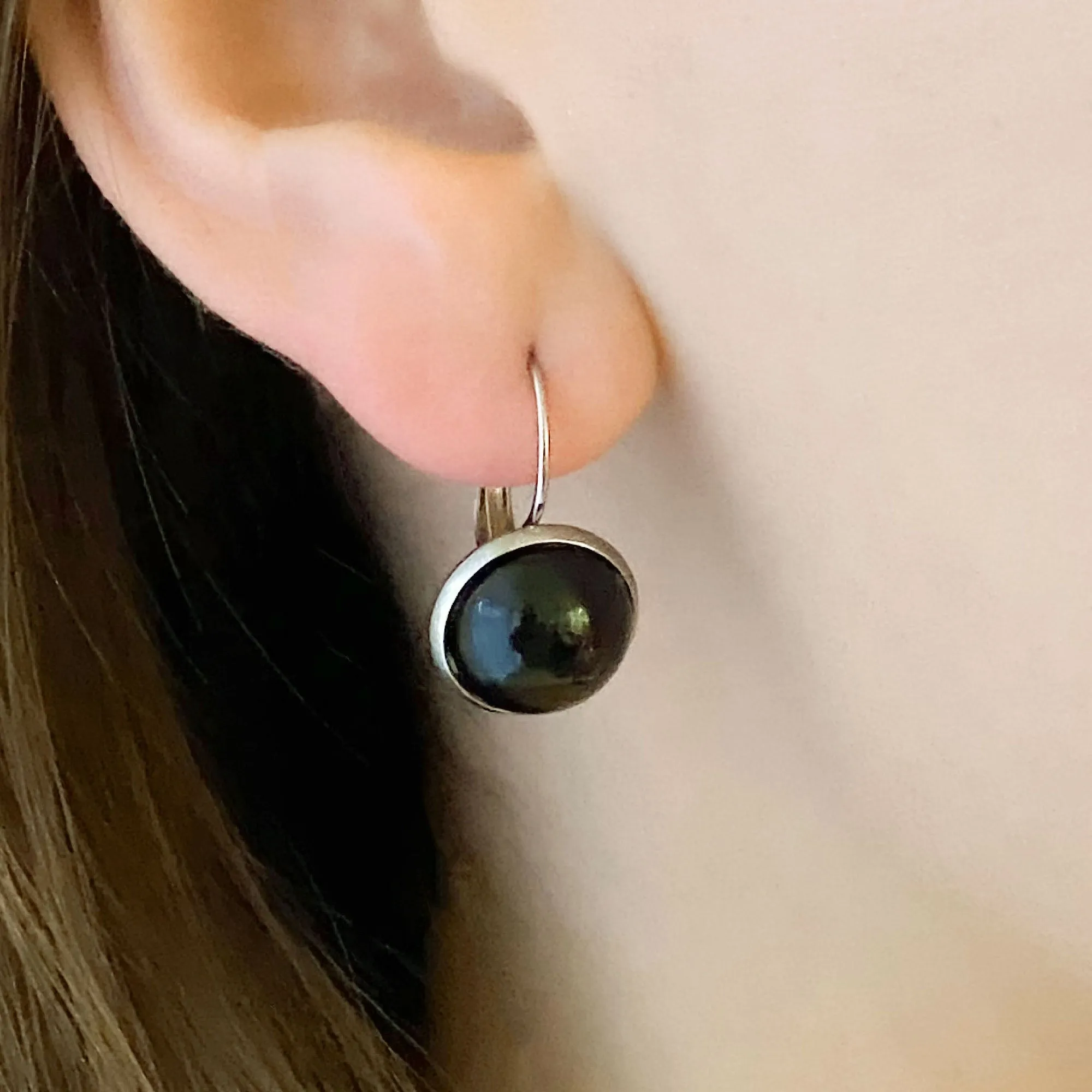 BENTON silver and black drop earrings