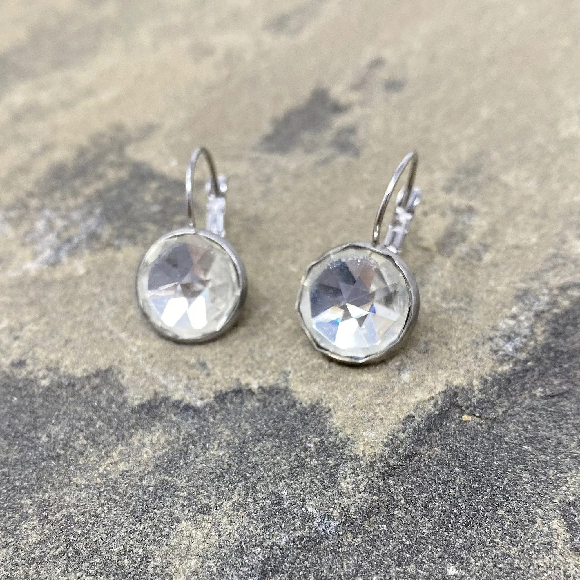 BENTON silver and crystal drop earrings