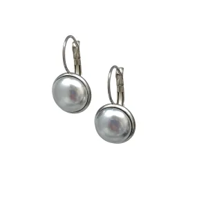 BENTON silver and grey pearl drop earrings