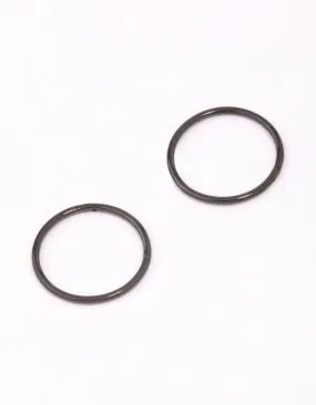 Black Coated Titanium Fine Sleeper Earrings 10mm