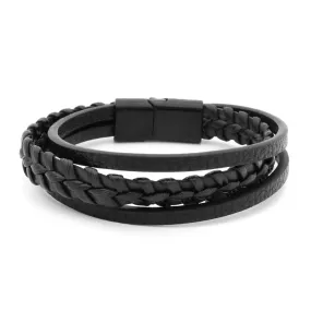 Black Multilayer Braided Leather Bracelet