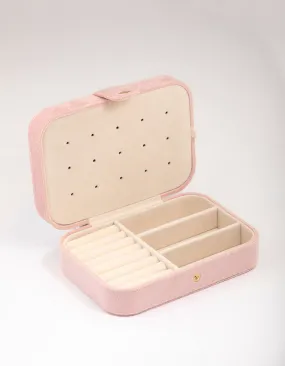 Blush Suede Rectangular Jewellery Box