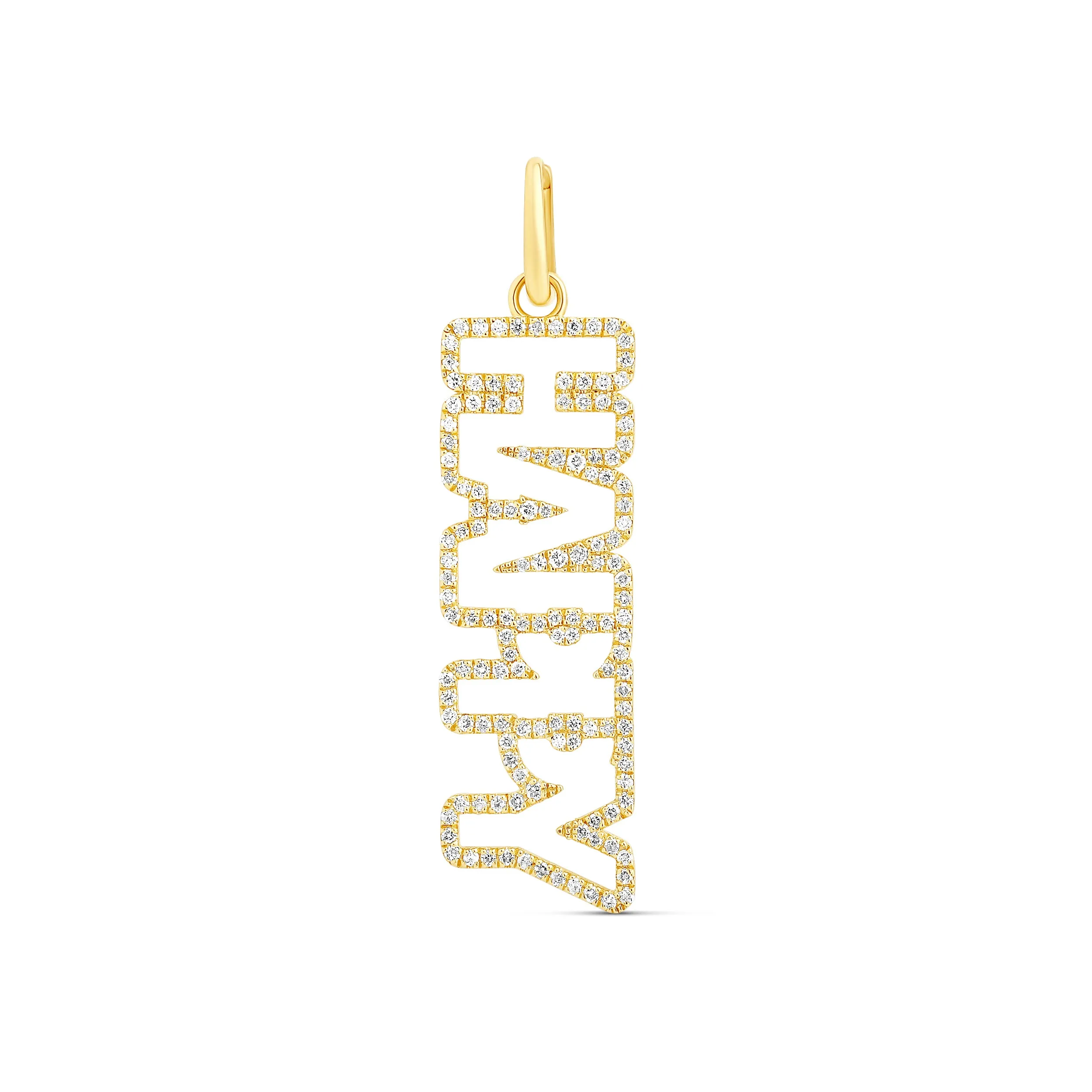 Bold Diamond Cutout Name Charm