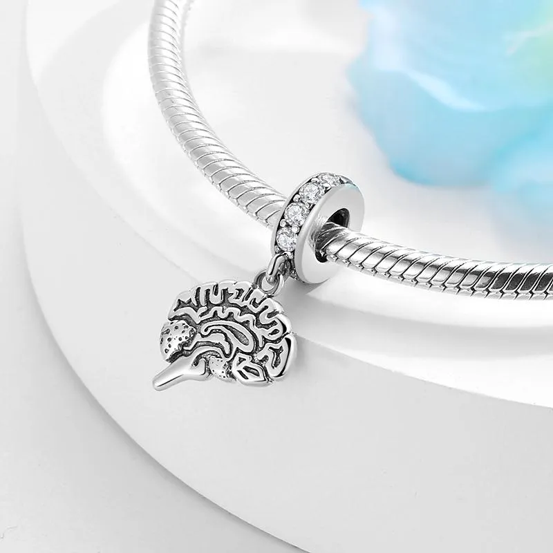 Brain Charm 925 Sterling Silver