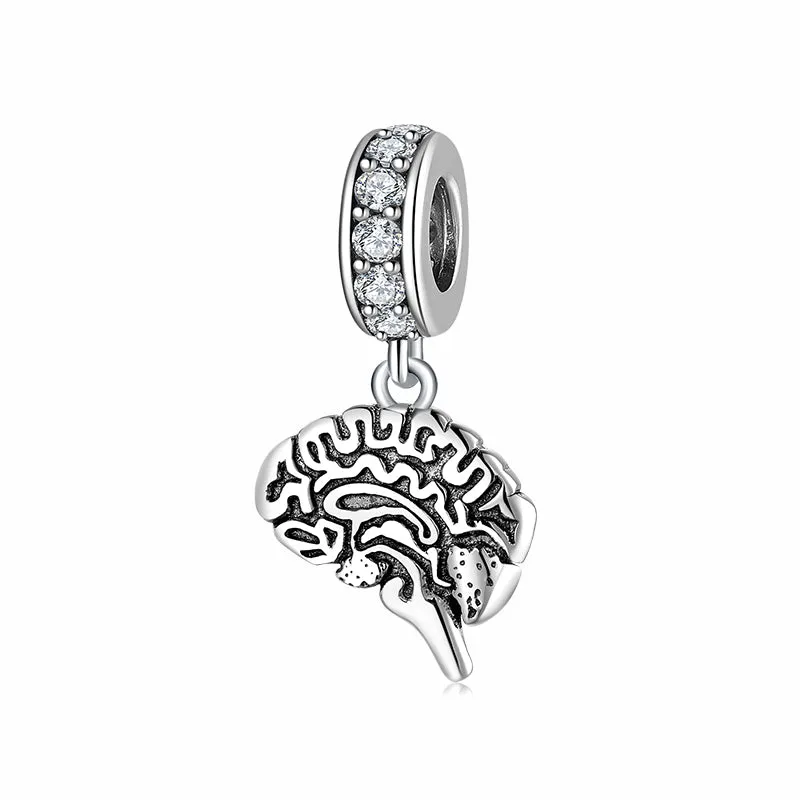 Brain Charm 925 Sterling Silver